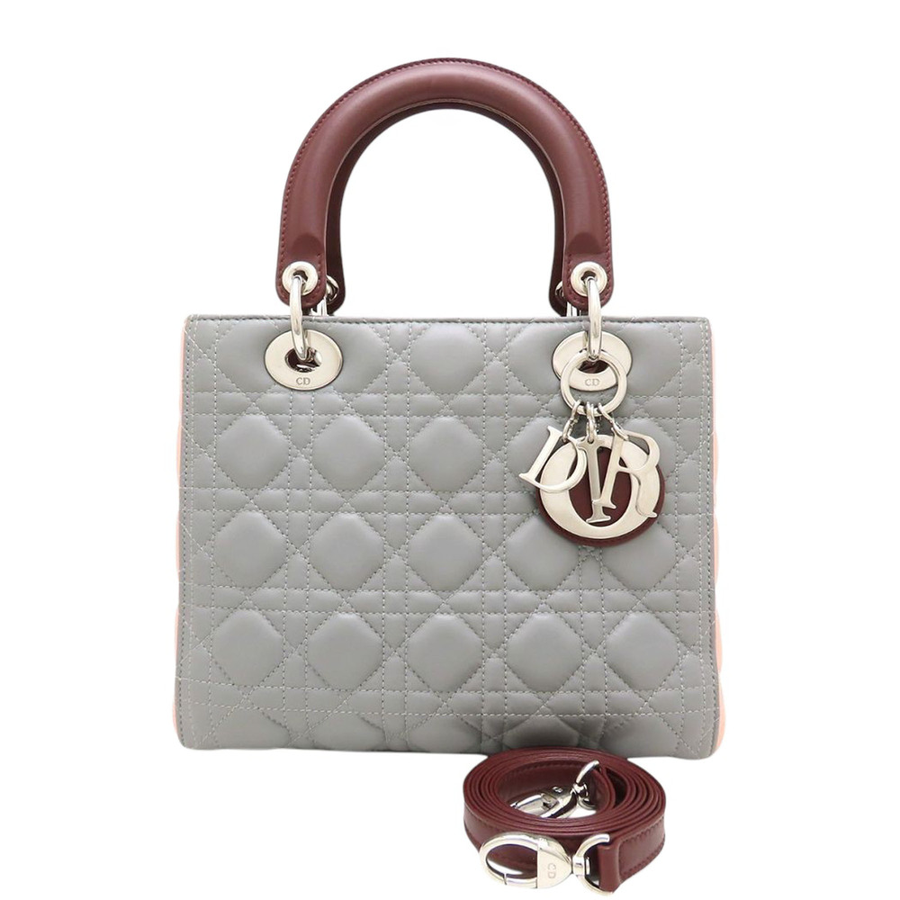 Pre-Loved Dior Medium Tricolor Lambskin Cannage Lady Dior